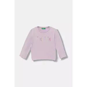 United Colors of Benetton longsleeve din bumbac pentru copii culoarea violet, 3I9WG10JS imagine