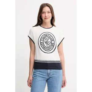 United Colors of Benetton vestă din bumbac culoarea alb, 1494E10EH imagine