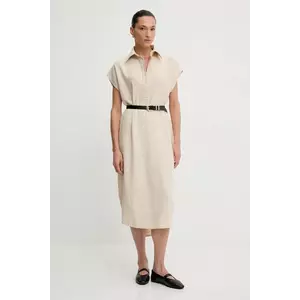 Answear.LAB rochie din in culoarea bej, midi, oversize imagine