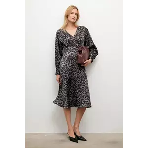 Answear.LAB rochie culoarea gri, midi, drept imagine