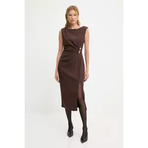 Answear.LAB rochie culoarea maro, midi, mulata imagine