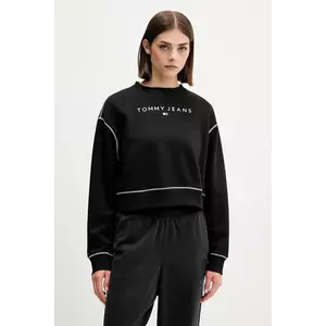 Tommy Jeans bluză culoarea negru, cu imprimeu, DW0DW21587 imagine