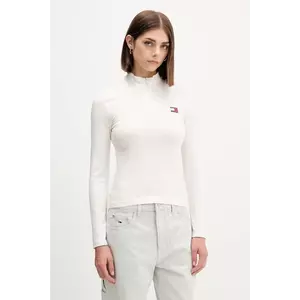 Tommy Jeans longsleeve culoarea bej, cu turtleneck, DW0DW21567 imagine