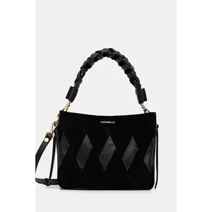 Coccinelle geanta de mână din piele întoarsă BOHEME NEW GEOMET.PATCH culoarea negru, E1.T66.58.01.01 imagine