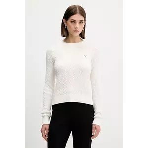 Tommy Jeans pulover de bumbac culoarea bej, light, DW0DW22165 imagine