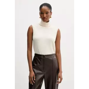 Silvian Heach vestă WARMI culoarea bej, light, cu guler, GPA25037LU imagine