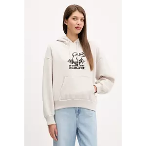 Vans bluză culoarea bej, cu glugă, cu imprimeu, VN000Q37EN91 imagine