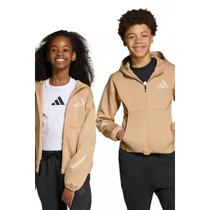 adidas bluză copii culoarea maro, cu glugă, cu imprimeu, JW4004 imagine