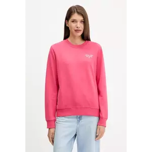 Tommy Jeans hanorac de bumbac culoarea roz, cu imprimeu, DW0DW21960 imagine