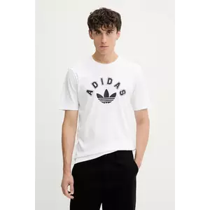 adidas Originals tricou din bumbac Trefoil culoarea alb, cu imprimeu, JV7752 imagine
