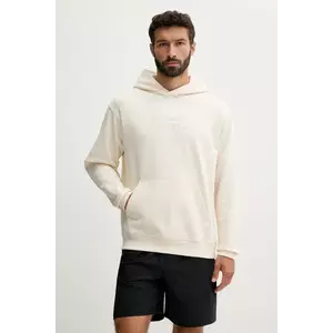 New Balance hanorac de bumbac culoarea bej, cu glugă, cu imprimeu, MT53925PEF imagine