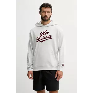 New Balance hanorac de bumbac culoarea gri, cu glugă, melanj, MT53902AHH imagine