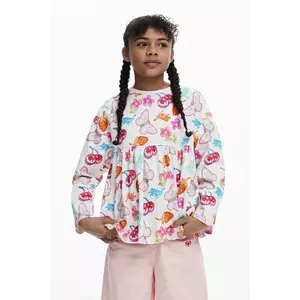 Desigual longsleeve din bumbac pentru copii culoarea alb, 25WGTK03 imagine