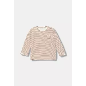 United Colors of Benetton longsleeve bebeluși culoarea maro, cu imprimeu, 35CUA106N imagine