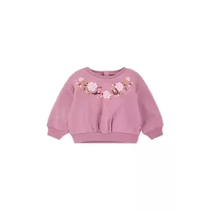 Levi's bluză bebe ROSE FRONT TUCK CREW culoarea roz, cu imprimeu, 1EP015 imagine