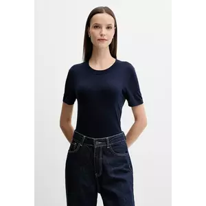 United Colors of Benetton tricou cu mânecă lungă culoarea bleumarin, 1ZRED10BK imagine
