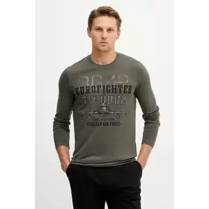 Aeronautica Militare longsleeve din bumbac culoarea gri, cu imprimeu, TS2477UJ00641 imagine