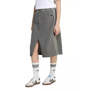 adidas Originals fustă denim pentru copii culoarea gri, midi, drept, JY3561 imagine