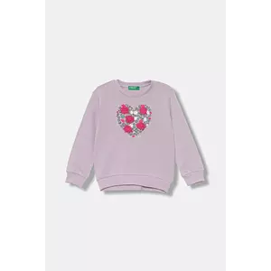 United Colors of Benetton hanorac de bumbac pentru copii culoarea violet, cu imprimeu, 3J68G10K3 imagine