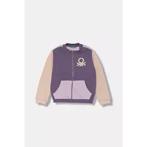 United Colors of Benetton hanorac de bumbac pentru copii culoarea violet, cu imprimeu, 3J70G503U imagine