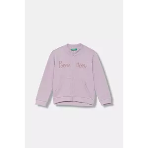 United Colors of Benetton hanorac de bumbac pentru copii culoarea violet, cu imprimeu, 3J70G503U imagine