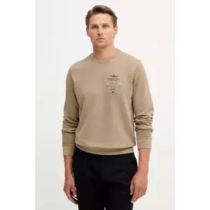 Aeronautica Militare hanorac de bumbac culoarea bej, cu imprimeu, FE2054UF00665 imagine