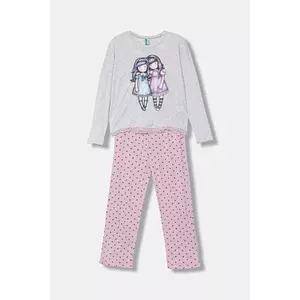 United Colors of Benetton pijama copii culoarea gri, cu imprimeu, 3Y5E0P08U imagine