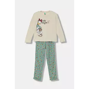 United Colors of Benetton pijama copii culoarea bej, cu imprimeu, 3Y5E0P09A imagine