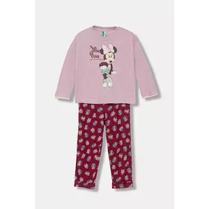 United Colors of Benetton pijama copii culoarea roz, cu imprimeu, 3Y5E0P09A imagine