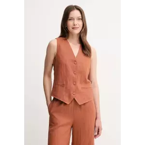 United Colors of Benetton vestă de in culoarea bej, un singur rand de nasturi imagine