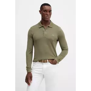 Lacoste longsleeve din bumbac culoarea verde, uni, PH4013 imagine