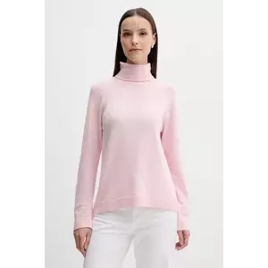 United Colors of Benetton pulover din amestec de lână culoarea roz, light, cu guler, 1035D2551 imagine