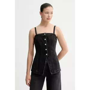 Levi's top din denim culoarea negru, neted, 003Z5 imagine