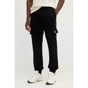 Lacoste pantaloni de trening din bumbac culoarea negru, neted, XH9710 imagine