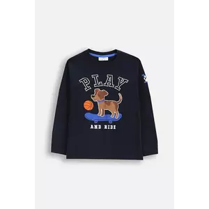 Coccodrillo longsleeve din bumbac pentru copii culoarea bleumarin, cu imprimeu, ACADEMY BOY KIDS imagine