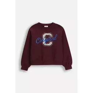 Coccodrillo hanorac de bumbac pentru copii culoarea bordo, cu imprimeu, ACADEMY GIRL JUNIOR imagine