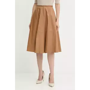 Forte Forte fustă de piele culoarea maro, midi, evazați, 14015.my.skirt imagine