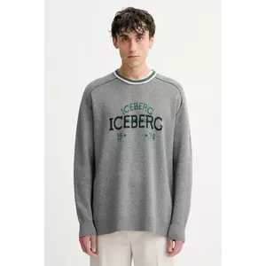 Iceberg pulover de lână culoarea gri, A018 7469 imagine