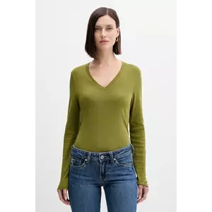 United Colors of Benetton longsleeve din bumbac culoarea verde, 3GA2E4245 imagine