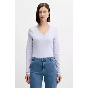 United Colors of Benetton longsleeve din bumbac culoarea verde, 3GA2E4245 imagine