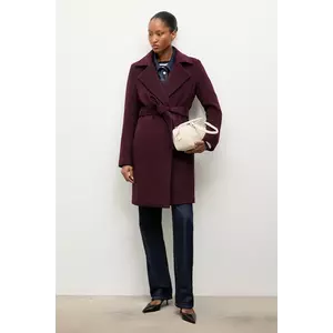 Answear Lab palton de lana culoarea bordo, de tranzitie, cu doua randuri de nasturi imagine