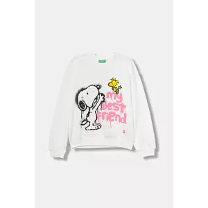 United Colors of Benetton hanorac de bumbac pentru copii culoarea bej, cu imprimeu, 3J70C10R3 imagine