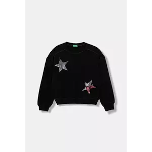 United Colors of Benetton hanorac de bumbac pentru copii culoarea negru, cu imprimeu, 3J68C10QI imagine