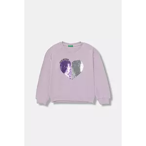 United Colors of Benetton hanorac de bumbac pentru copii culoarea violet, cu imprimeu, 3J68C10QI imagine