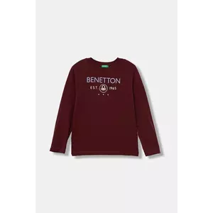 United Colors of Benetton longsleeve din bumbac pentru copii culoarea bordo, cu imprimeu, 3I1XC10Q3 imagine