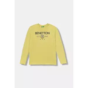 United Colors of Benetton longsleeve din bumbac pentru copii culoarea galben, cu imprimeu, 3I1XC10Q3 imagine
