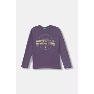 United Colors of Benetton longsleeve din bumbac pentru copii culoarea violet, cu imprimeu, 3I1XC10Q3 imagine