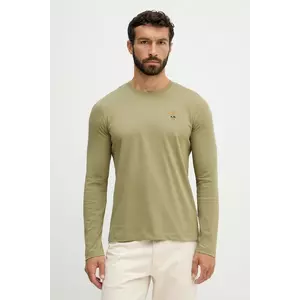 Aeronautica Militare longsleeve din bumbac culoarea verde, uni, TS2390UJ00372 imagine