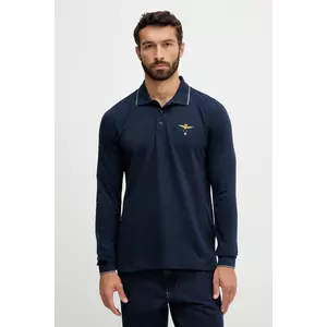 Aeronautica Militare longsleeve din bumbac culoarea bleumarin, cu imprimeu, PO1653UP00082 imagine