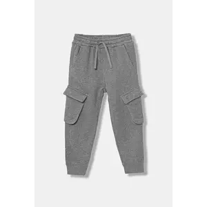 United Colors of Benetton pantaloni de trening din bumbac pentru copii culoarea gri, uni, 3J68CF06I imagine